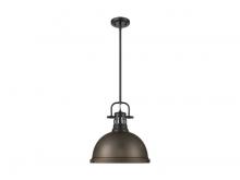 Golden Canada 3604-L BLK-RBZ - Duncan 1-Light Pendant with Rod in Matte Black with Rubbed Bronze