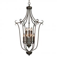 Golden Canada 6427-9 RBZ - Multi-Family 2 Tier - 9 Light Caged Foyer in Rubbed Bronze with Drip Candlesticks