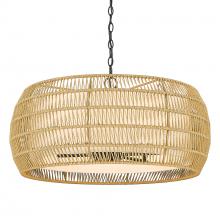 Golden Canada 6805-6 BLK-NR - Everly 6 Light Chandelier in Matte Black with Natural Rattan Shade