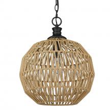 Golden Canada 6933-M BLK-NR - Florence Medium Pendant in Matte Black with Natural Raphia Rope