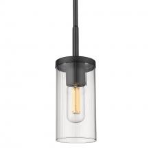 Golden Canada 7011-M1L BLK-CLR - Winslett Mini Pendant in Matte Black with Ribbed Clear Glass Shade