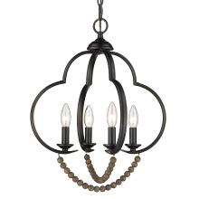 Golden Canada 8320-4P BLK-EWB - Flori 4 Light Pendant in Matte Black with Espresso Wood Beads