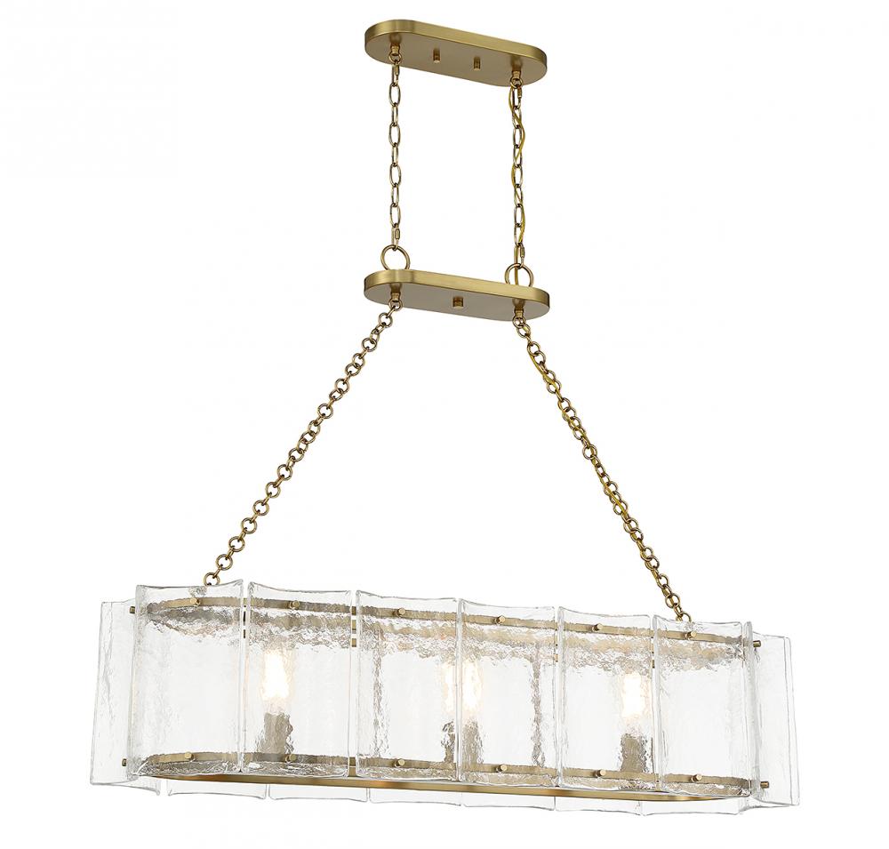 Genry 3-Light Linear Chandelier in Warm Brass