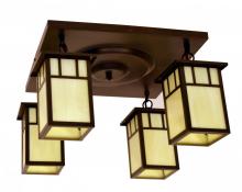 Arroyo Craftsman HCM-4L/4DTOF-AC - 4" huntington 4 light ceiling mount, double t-bar overlay