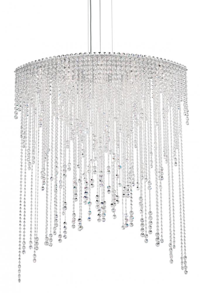 Chantant 8 Light 120V Pendant in Polished Stainless Steel with Optic Crystal