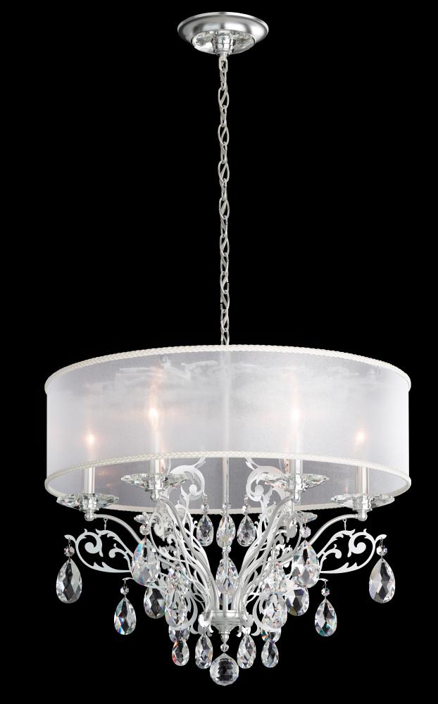 Filigrae 6 Light 120V Chandelier in Etruscan Gold with Clear Heritage Handcut Crystal and White Sh