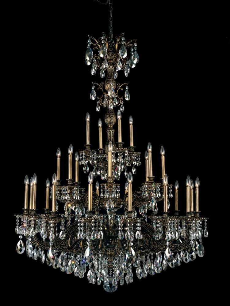 Milano 28 Light 120V Chandelier in Heirloom Bronze with Clear Radiance Crystal