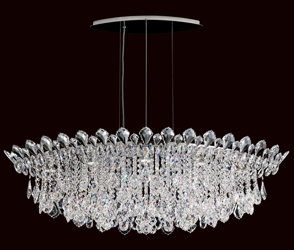 Trilliane Strands 8 Light 120V Pendant in Polished Stainless Steel with Clear Heritage Handcut Cry