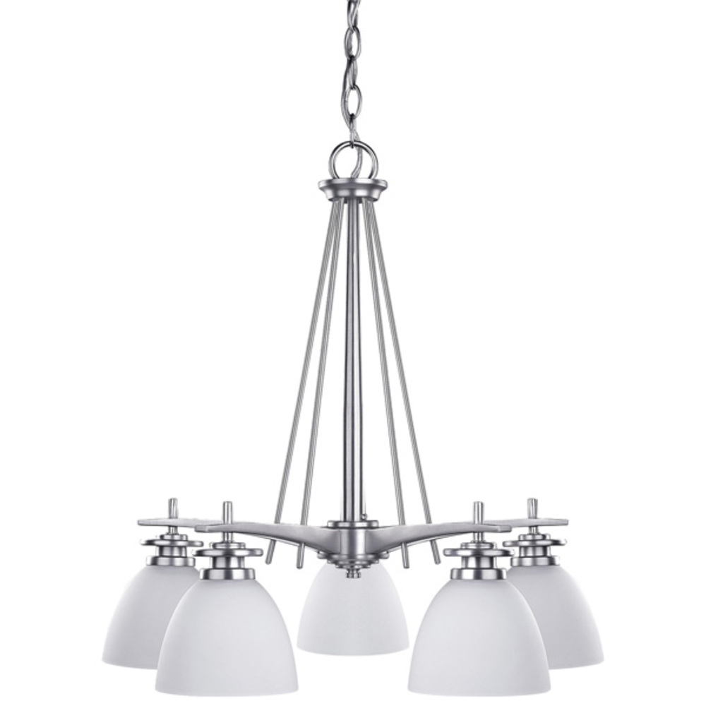 New Yorker, 5 Lt Chandelier, Flat Opal Glass, 100W Type A, 21