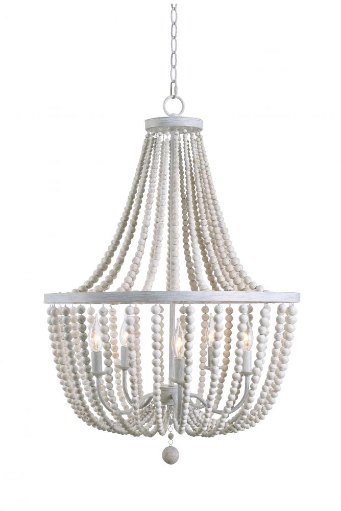 5 light wood bead chandelier