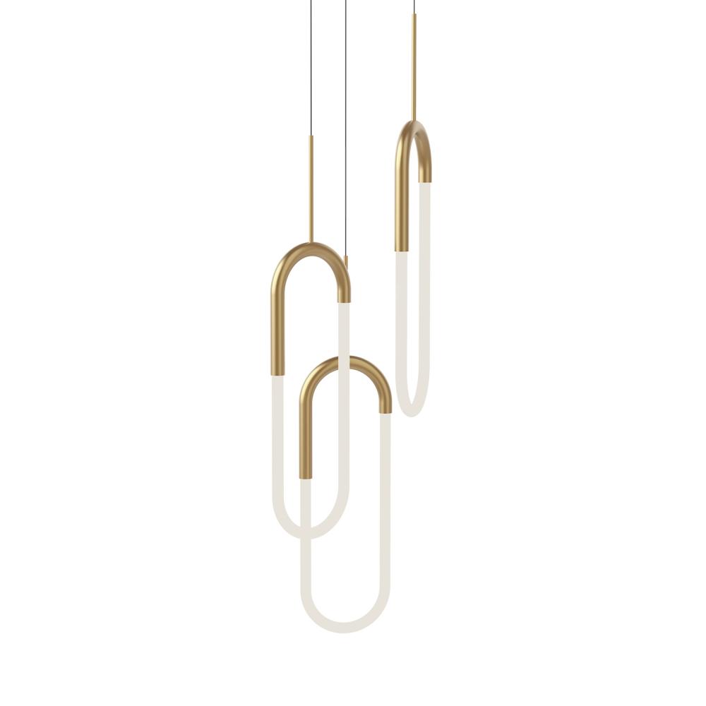 Huron 3 Head Brushed Gold LED Multi Pendant