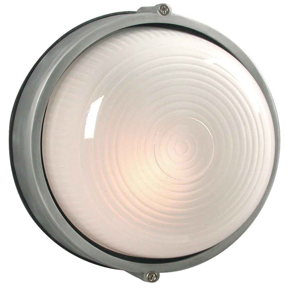 Outdoor Cast Aluminum Marine Light - in Satin Aluminum finish with Frosted Glass (Wall or Ceiling Mo