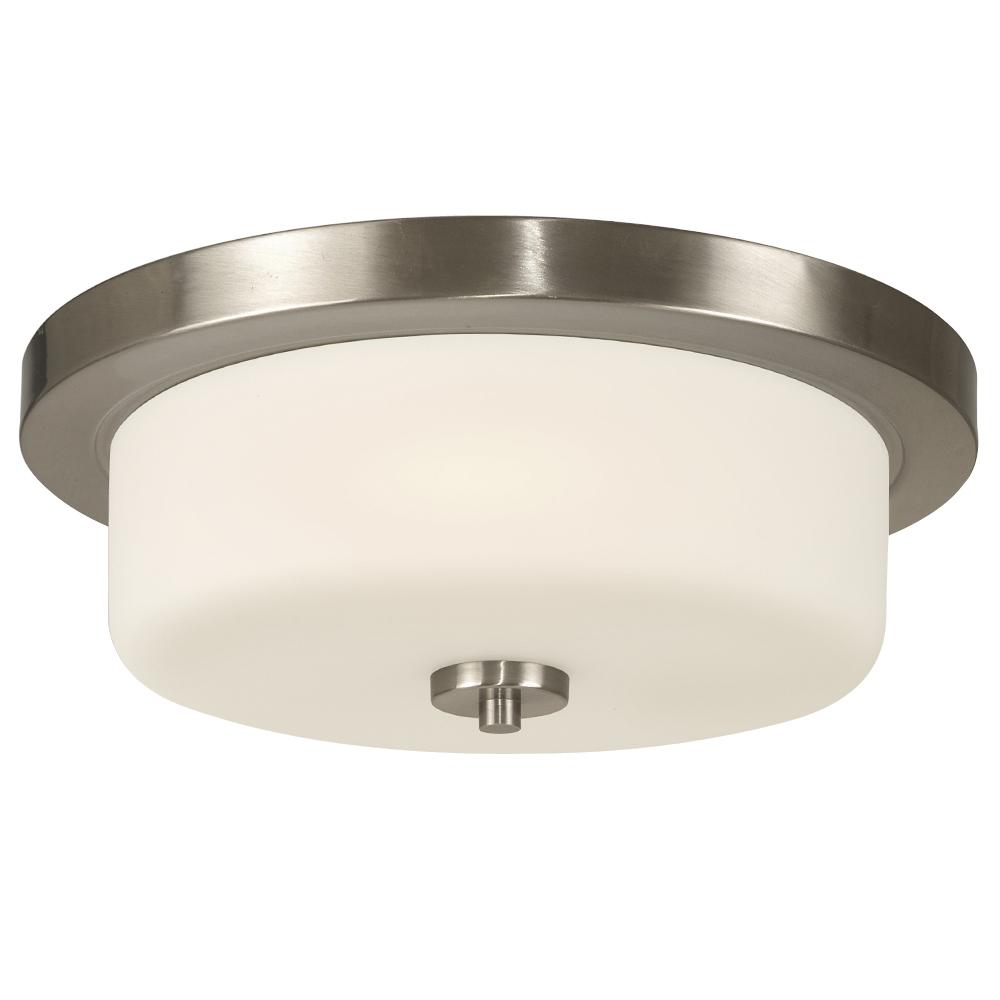 Flush Mount - Brushed Nickel with White Glass