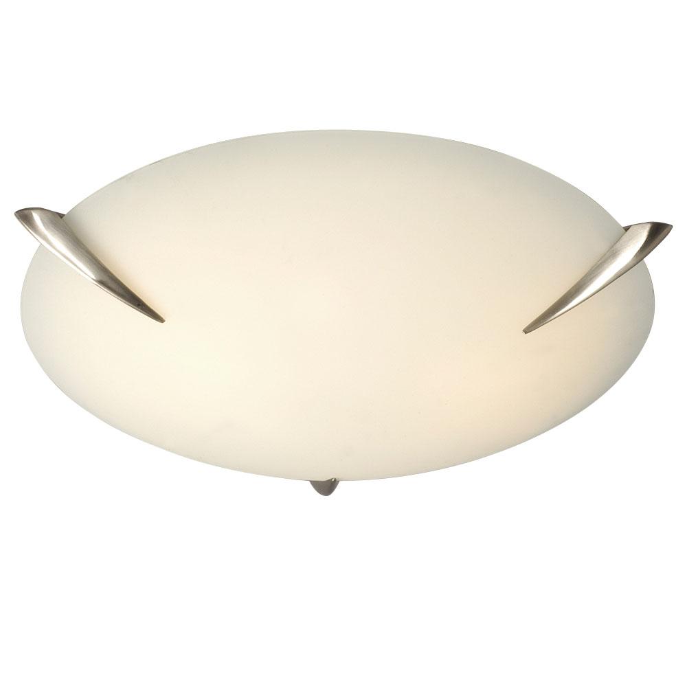 LED Flush Mount Ceiling Light - in Brushed Nickel finish with Satin White Glass