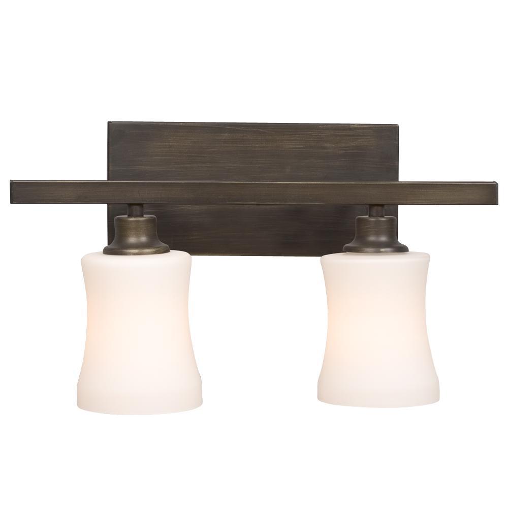 Two Light Vanity - Oil Rubbed Bronze with White Glass