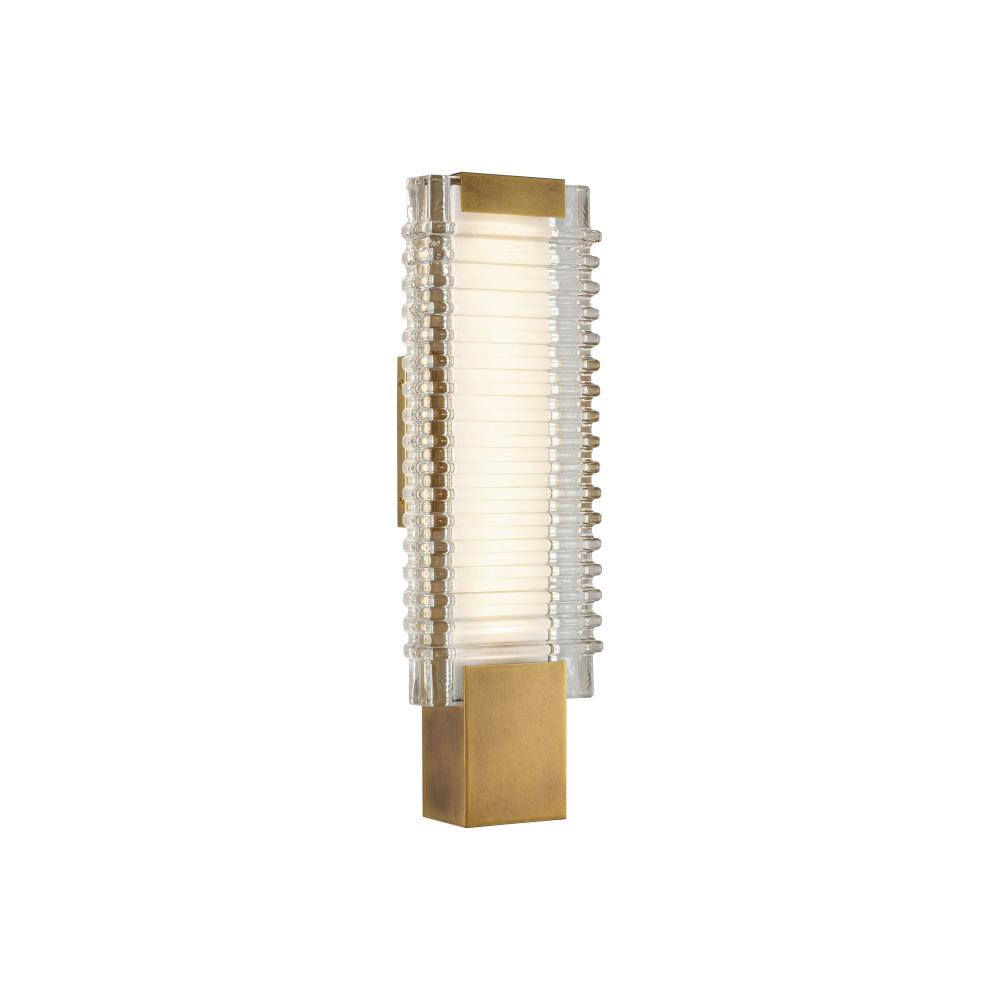 Alai 17-in Vintage Brass/Ribbed Glass LED Wall Vanity