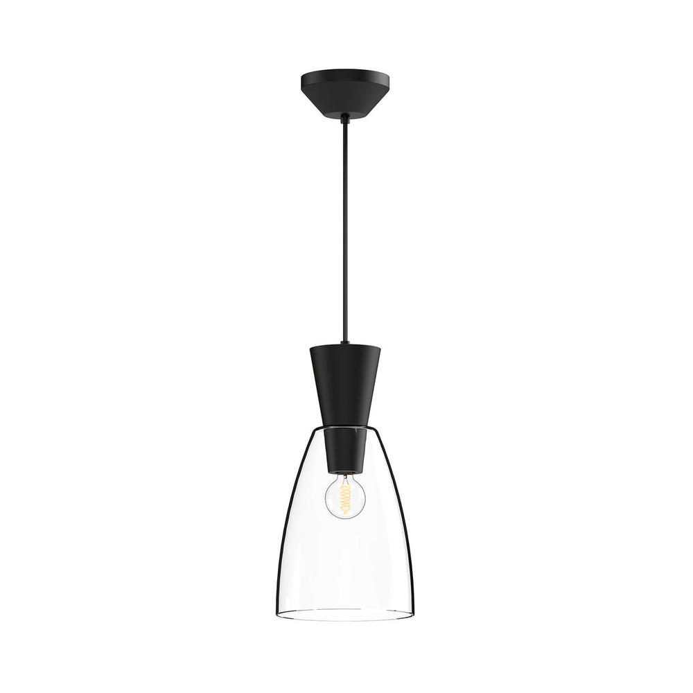 Arlo 7-in Clear Glass/Matte Black 1 Light Pendant