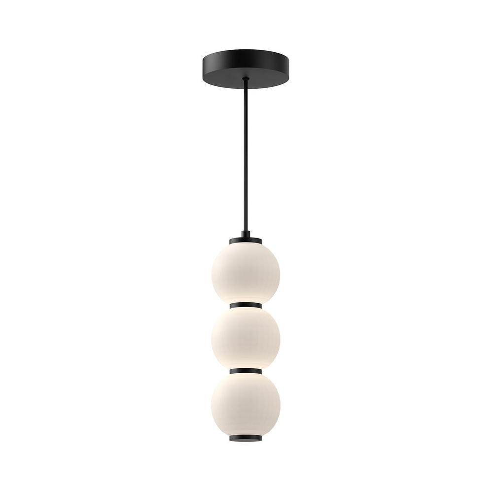 Bijou 7-in Matte Black/Opal Matte Glass LED Pendant