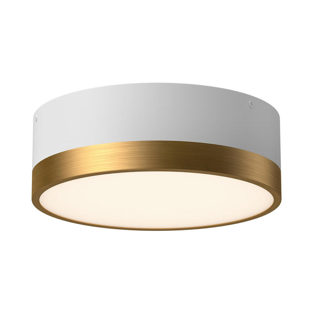 Brisbane 12-in Aged Gold/White 2 Lights Flush Mount