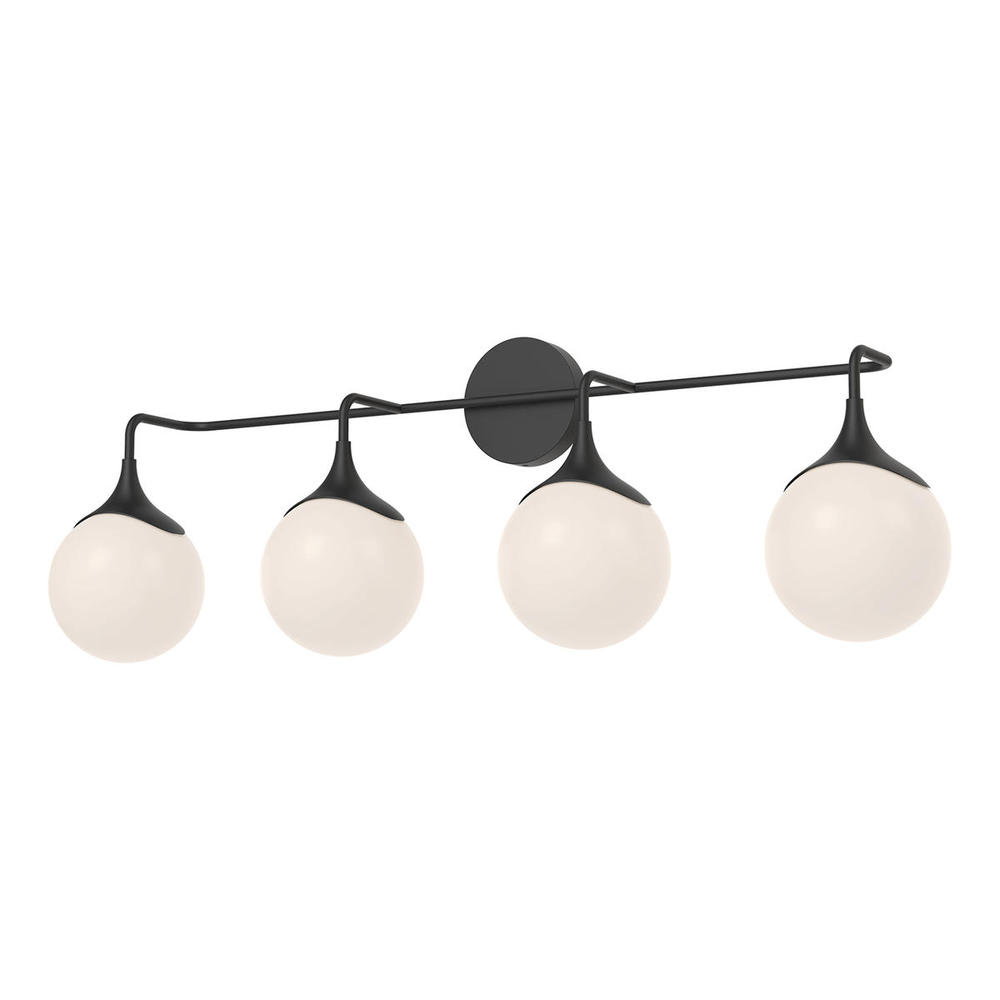 Nouveau 35-in Matte Black/Opal Matte Glass 4 Lights Vanity