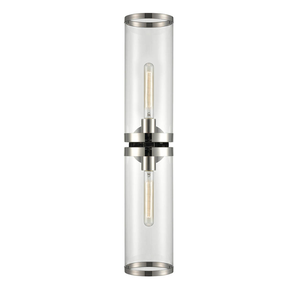 Revolve Ii Clear Glass/Polished Nickel 2 Lights Wall/Vanity