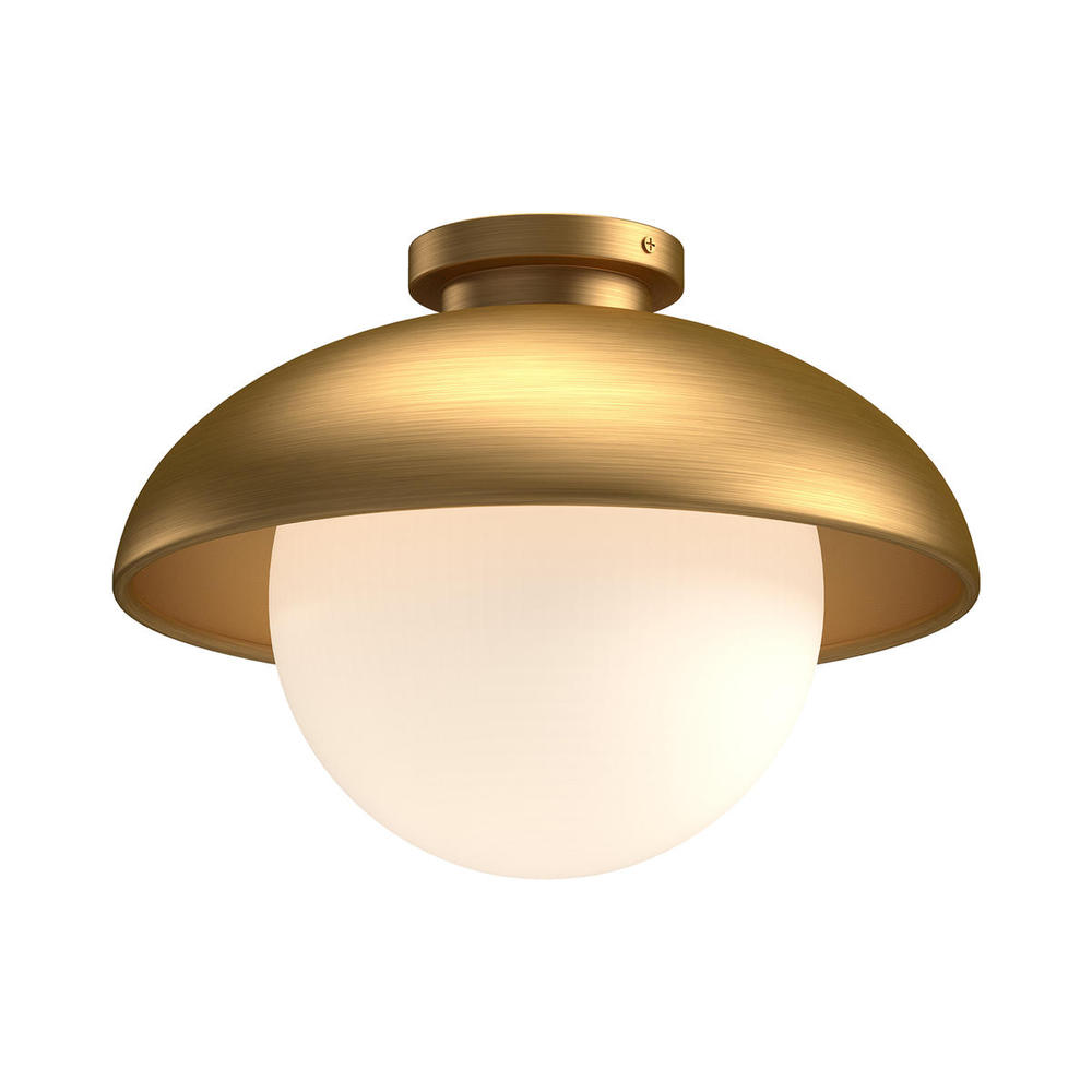 Rubio 12-in Aged Gold/Opal Matte Glass 1 Light Flush Mount