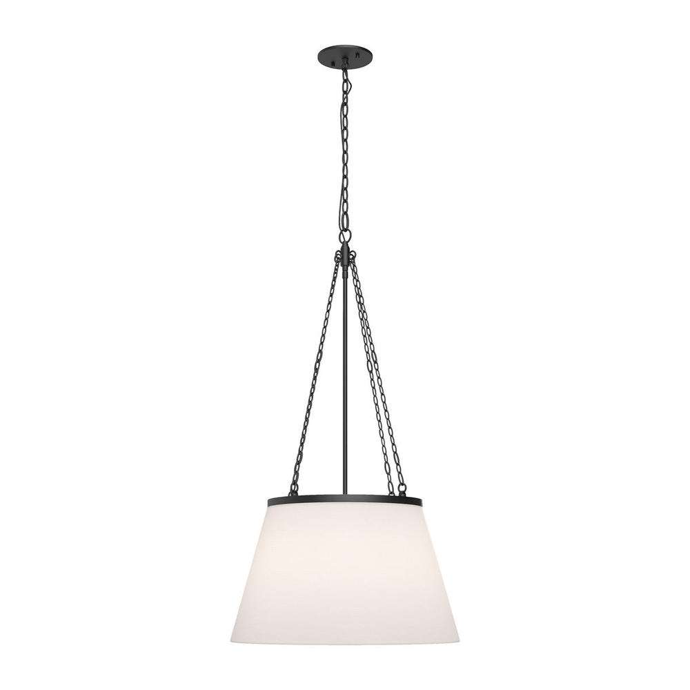 Speakeasy 18-in Matte Black/White Linen 1 Light Pendant