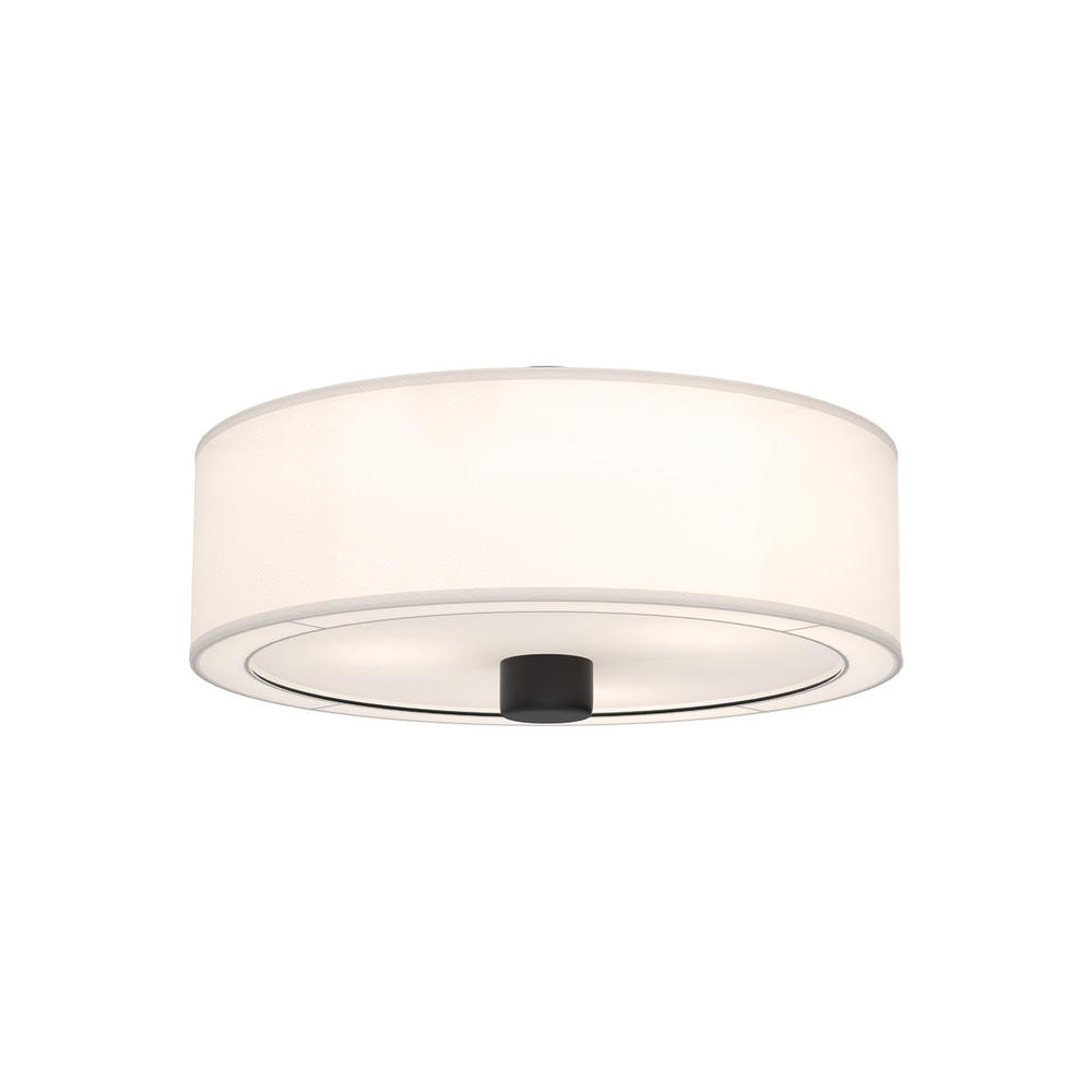 Theo 24-in Matte Black/White Linen 3 Lights Flush Mount