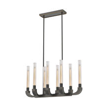 Alora Lighting LP316008UBCR - FLUTE 8 LIGHT LINEAR PENDANT URBAN BRONZE CLEAR RIBBED GLASS