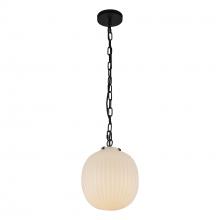 Alora Lighting PD579112MBGR - Cherise 12-in Matte Black/Glossy Ribbed Opal Glass Socket Pendant