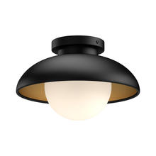 Alora Lighting FM522016MBOP - Rubio 16-in Matte Black/Opal Matte Glass 1 Light Flush Mount